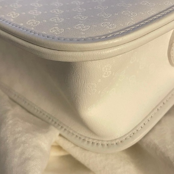 Gucci-Gucci Shoulder Bag White GG Coated Canvas Leather Trim with Webbing - Picture 5 of 11